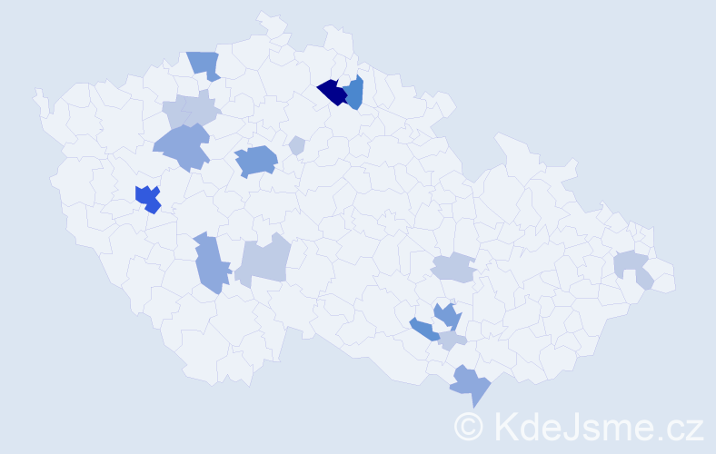 Příjmení: 'Kutek', počet výskytů 47 v celé ČR