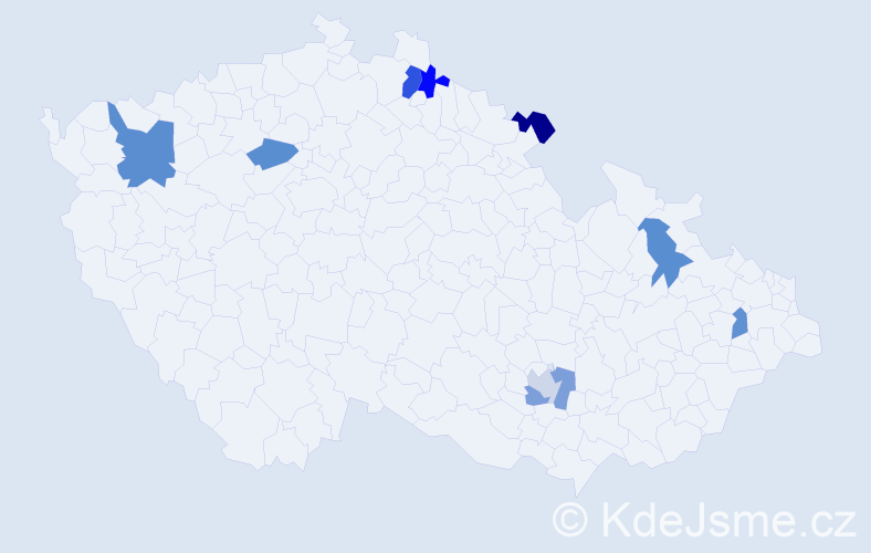 Příjmení: 'Pustaiová', počet výskytů 11 v celé ČR