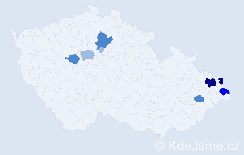 Příjmení: 'Kormanec', počet výskytů 19 v celé ČR