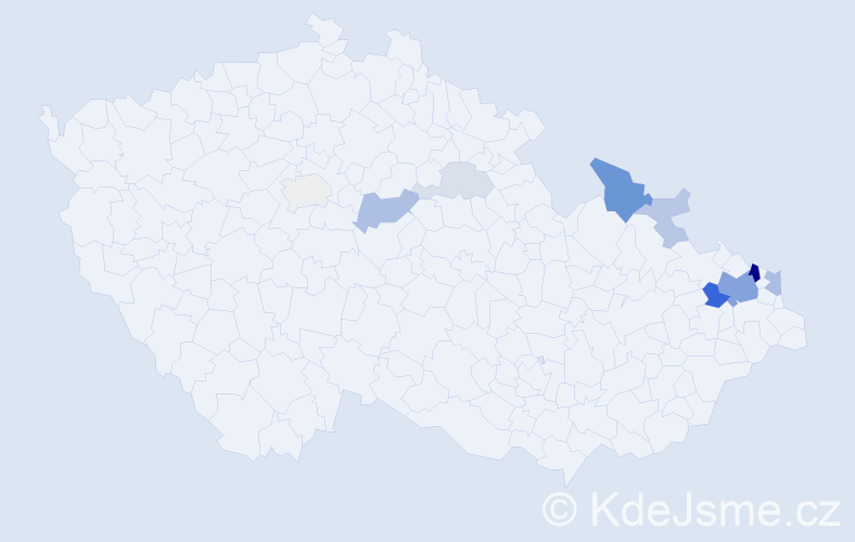 Příjmení: 'Děrgelová', počet výskytů 29 v celé ČR