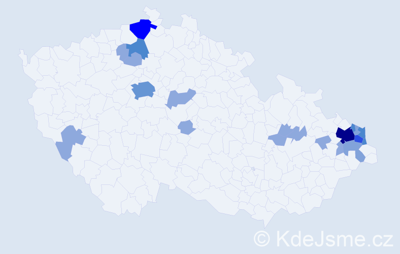 Příjmení: 'Pajonková', počet výskytů 52 v celé ČR