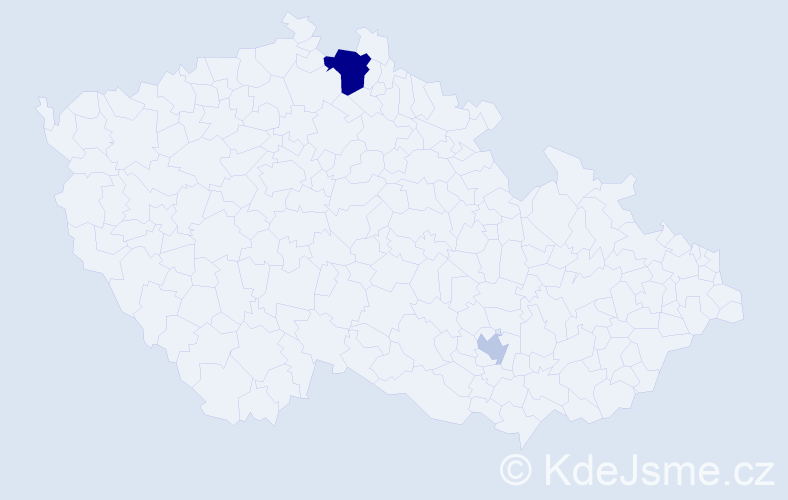 Příjmení: 'Hušla', počet výskytů 5 v celé ČR