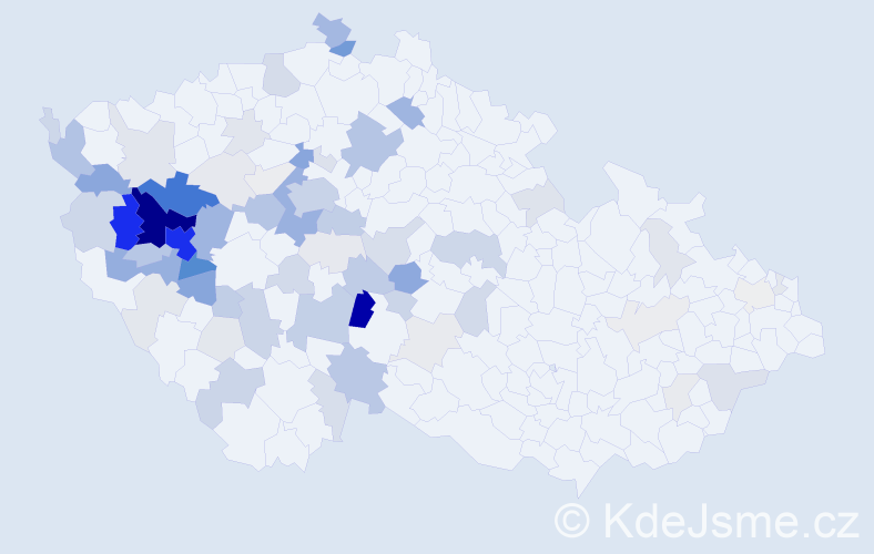 Příjmení: 'Kepková', počet výskytů 303 v celé ČR