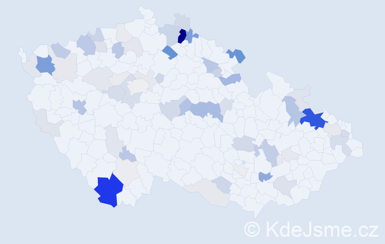 Příjmení: 'Čarný', počet výskytů 206 v celé ČR