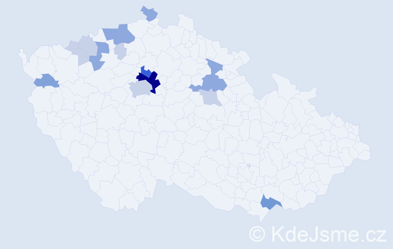 Příjmení: 'Babovák', počet výskytů 45 v celé ČR