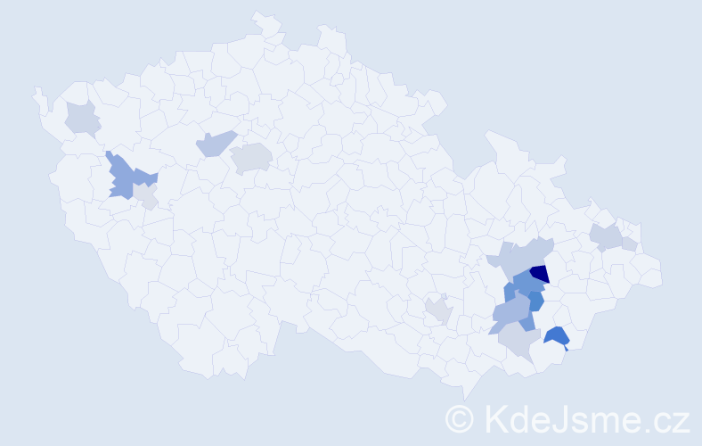 Příjmení: 'Obadálková', počet výskytů 37 v celé ČR