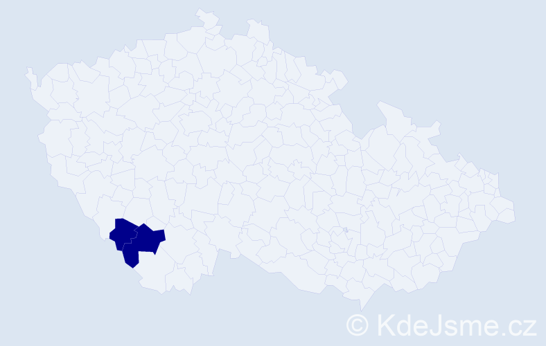 Příjmení: 'Kluibr', počet výskytů 6 v celé ČR