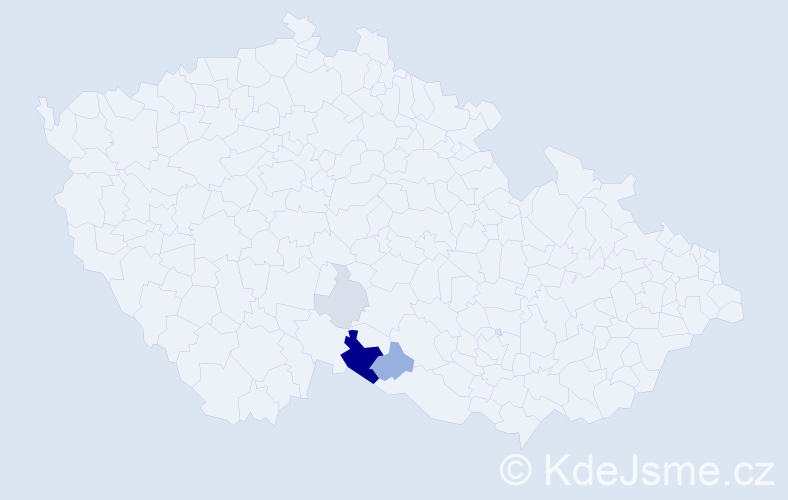 Příjmení: 'Dohn', počet výskytů 12 v celé ČR
