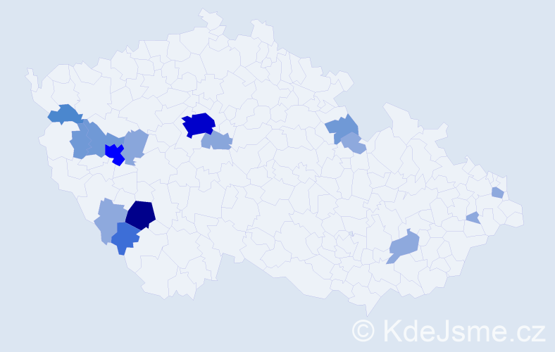 Příjmení: 'Kouřim', počet výskytů 51 v celé ČR