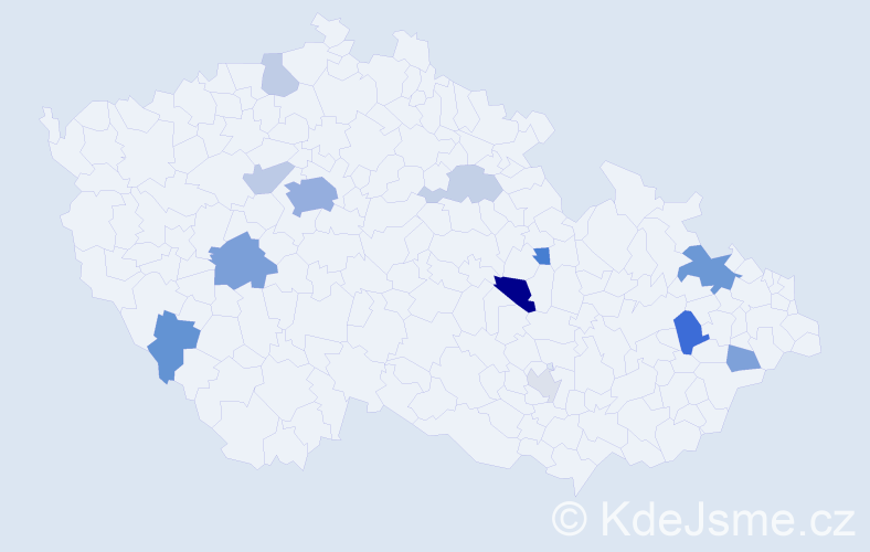 Příjmení: 'Pazlar', počet výskytů 29 v celé ČR