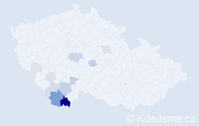 Příjmení: 'Plzová', počet výskytů 33 v celé ČR