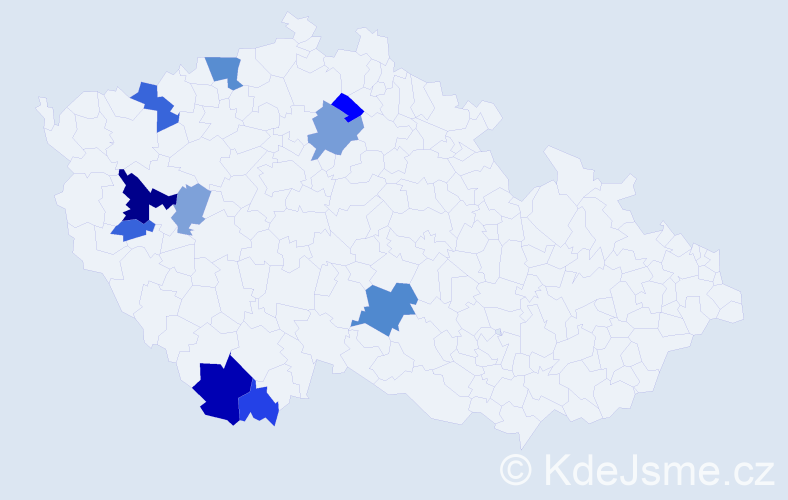 Příjmení: 'Šlapáček', počet výskytů 21 v celé ČR