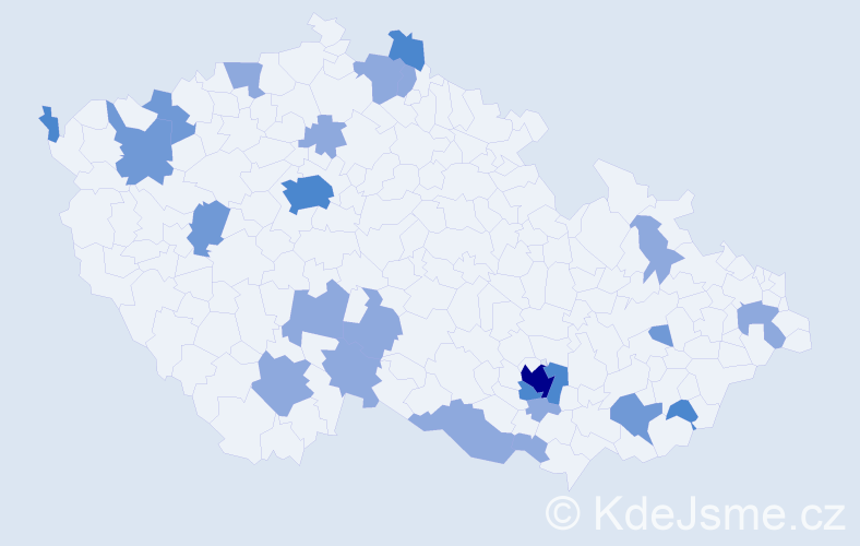 Příjmení: 'Medvěd', počet výskytů 44 v celé ČR