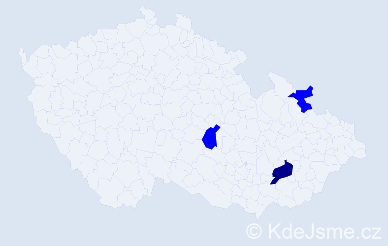 Příjmení: 'Moždiak', počet výskytů 4 v celé ČR