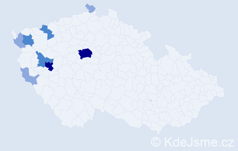Příjmení: 'Vochocová', počet výskytů 19 v celé ČR