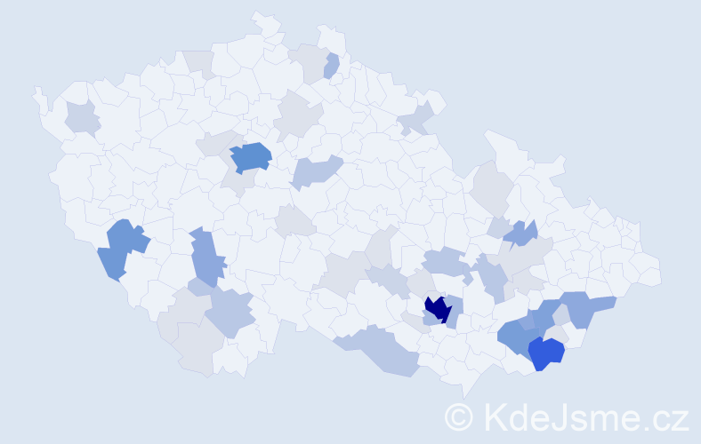 Příjmení: 'Kůra', počet výskytů 151 v celé ČR