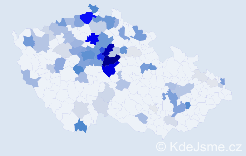 Příjmení: 'Miškovský', počet výskytů 338 v celé ČR
