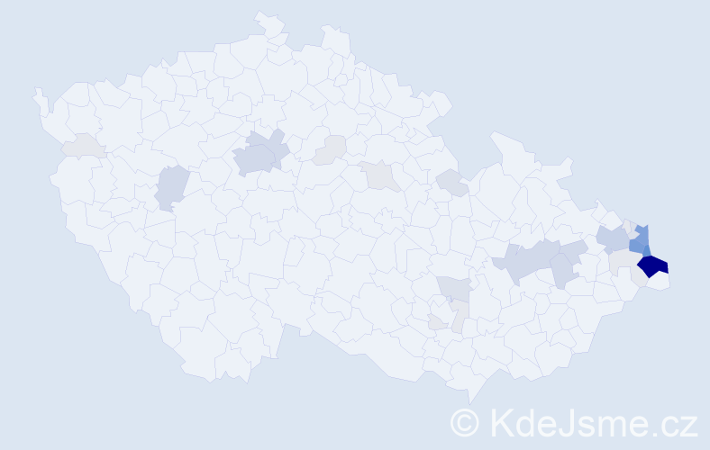 Příjmení: 'Niemiec', počet výskytů 127 v celé ČR
