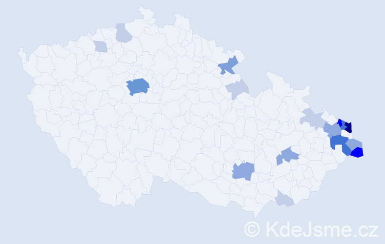 Příjmení: 'Chylková', počet výskytů 61 v celé ČR