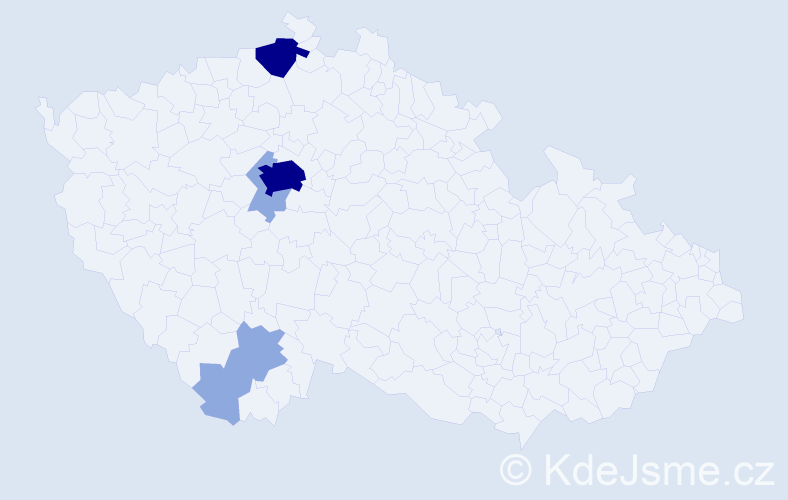 Příjmení: 'Tejmarová', počet výskytů 15 v celé ČR