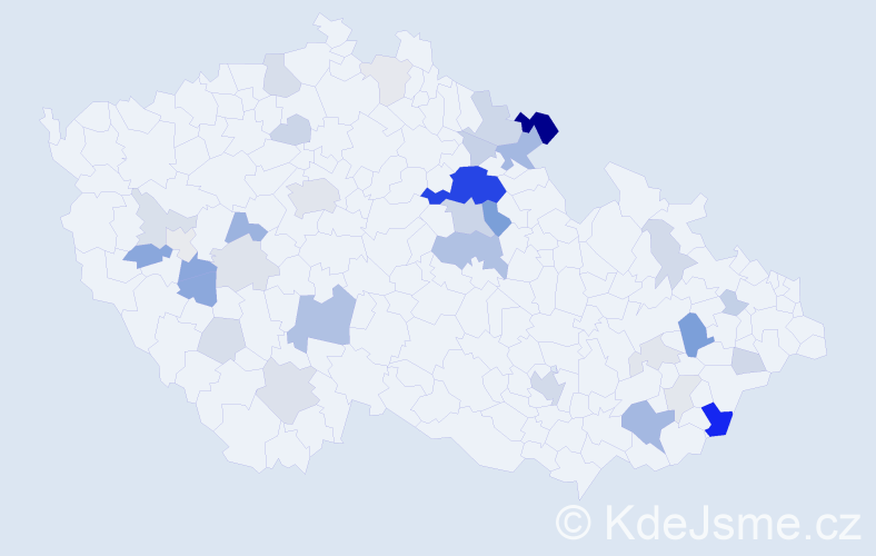 Příjmení: 'Andrýs', počet výskytů 107 v celé ČR