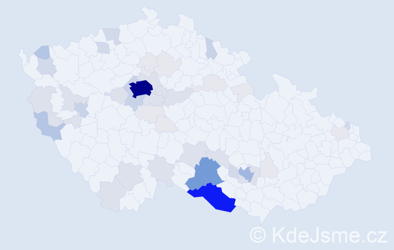 Příjmení: 'Kliner', počet výskytů 205 v celé ČR