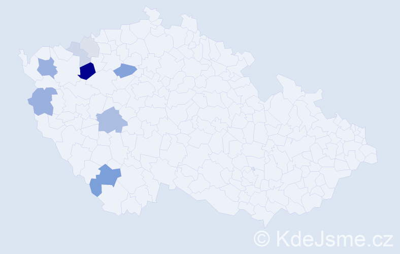 Příjmení: 'Čóka', počet výskytů 22 v celé ČR