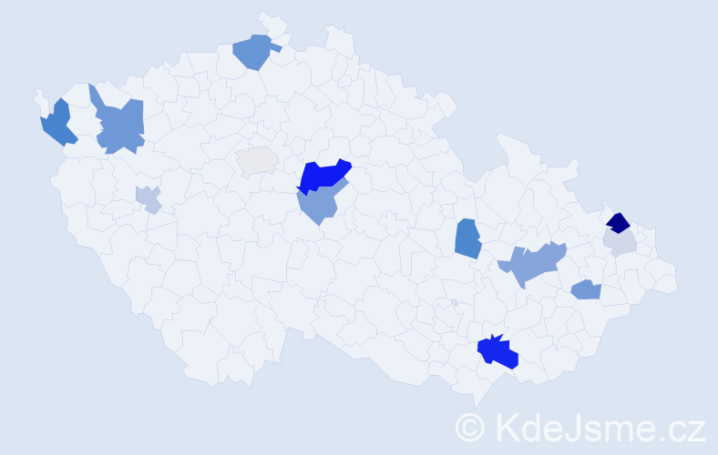 Příjmení: 'Kreuzingerová', počet výskytů 24 v celé ČR