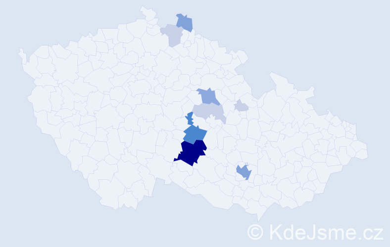 Příjmení: 'Škareda', počet výskytů 29 v celé ČR