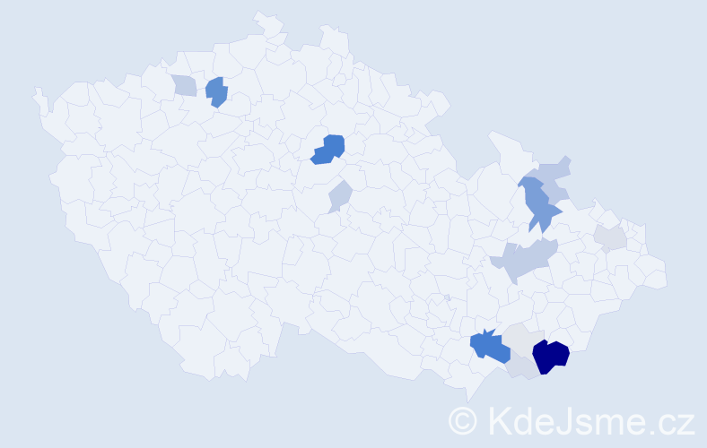 Příjmení: 'Čubík', počet výskytů 71 v celé ČR