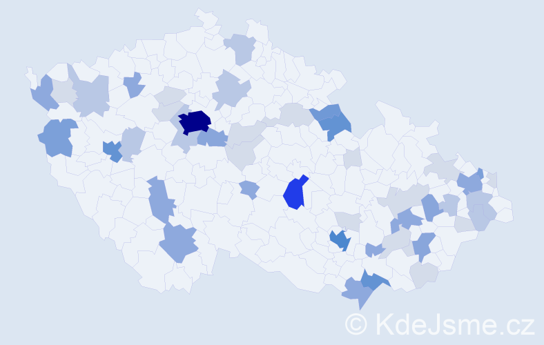 Příjmení: 'Halla', počet výskytů 146 v celé ČR