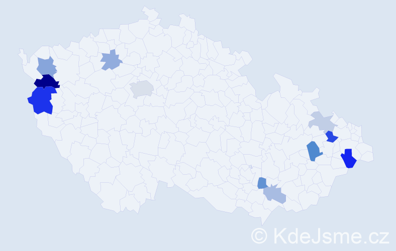 Příjmení: 'Kapusňáková', počet výskytů 22 v celé ČR