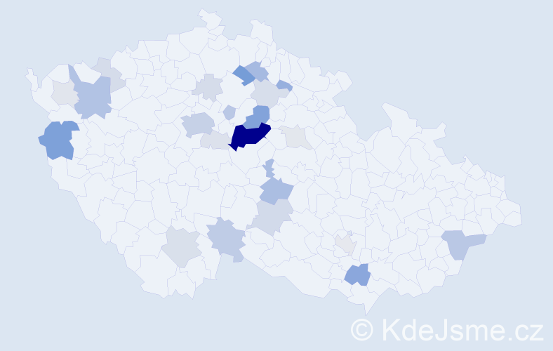 Příjmení: 'Vendl', počet výskytů 92 v celé ČR