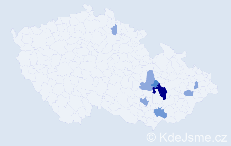 Příjmení: 'Najbr', počet výskytů 25 v celé ČR