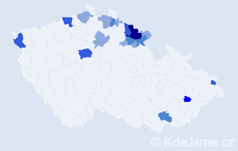 Příjmení: 'Klennerová', počet výskytů 39 v celé ČR