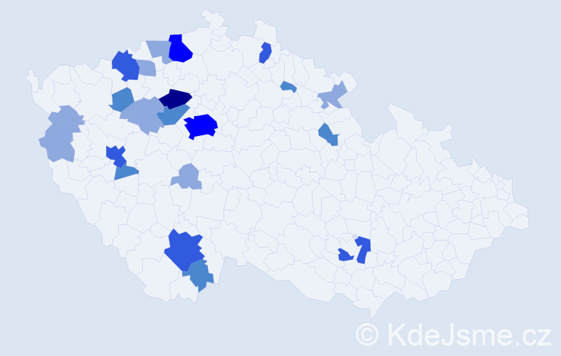 Příjmení: 'Krasl', počet výskytů 47 v celé ČR