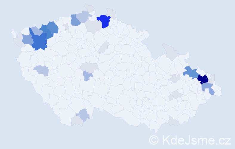 Příjmení: 'Šugar', počet výskytů 144 v celé ČR