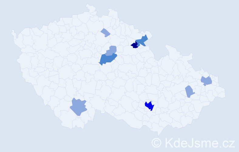Příjmení: 'Freibergerová', počet výskytů 22 v celé ČR