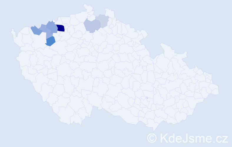 Příjmení: 'Vomastová', počet výskytů 16 v celé ČR