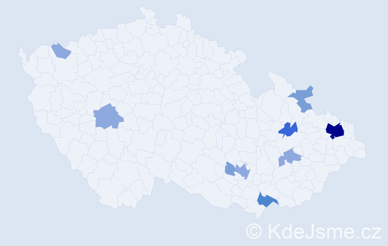 Příjmení: 'Puškarová', počet výskytů 22 v celé ČR