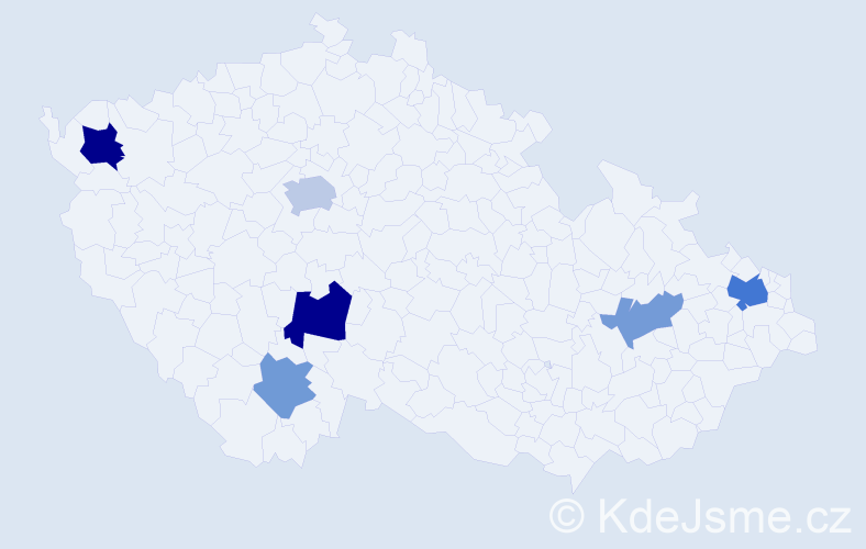 Příjmení: 'Vegerová', počet výskytů 11 v celé ČR