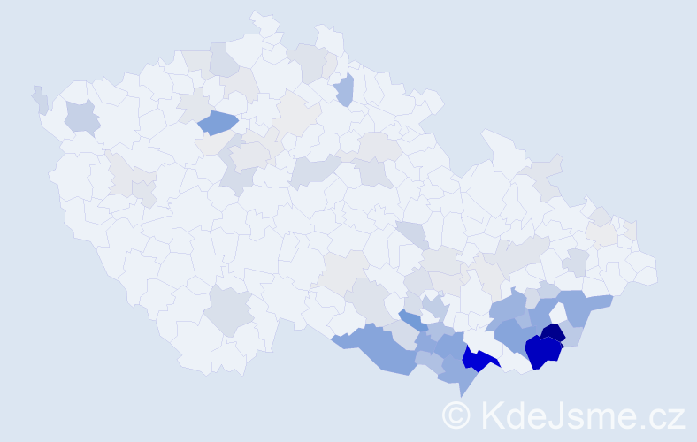 Příjmení: 'Hřibová', počet výskytů 292 v celé ČR