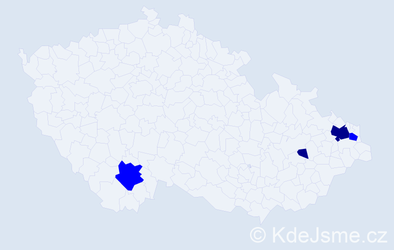 Příjmení: 'Livečka', počet výskytů 6 v celé ČR