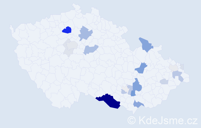 Příjmení: 'Čučka', počet výskytů 71 v celé ČR