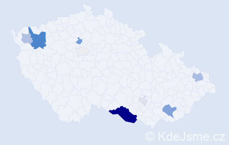 Příjmení: 'Kosec', počet výskytů 21 v celé ČR