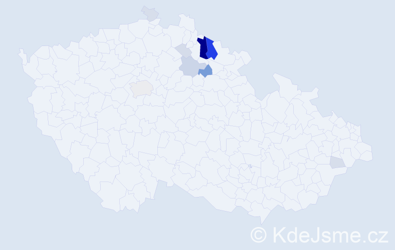 Příjmení: 'Vališka', počet výskytů 34 v celé ČR