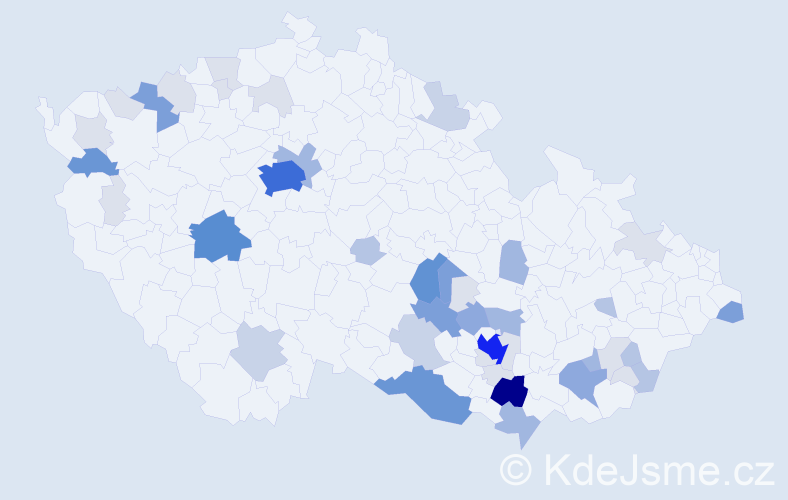 Příjmení: 'Babáček', počet výskytů 185 v celé ČR