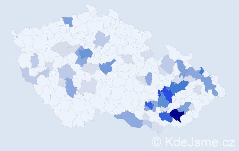 Příjmení: 'Kolečkářová', počet výskytů 177 v celé ČR