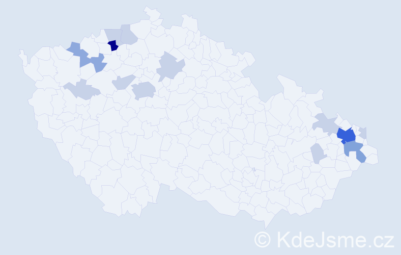 Příjmení: 'Karchňaková', počet výskytů 35 v celé ČR