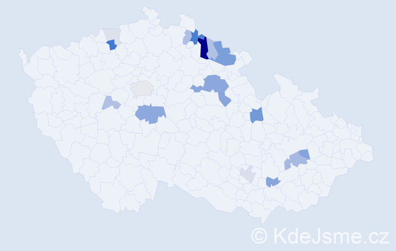 Příjmení: 'Krafek', počet výskytů 46 v celé ČR